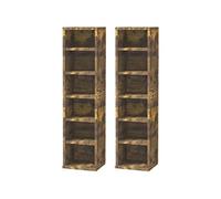 HomCom Lot de 2 étagères colonnes rangement 6+6 compartiments capacité 204 CD Brun rustique