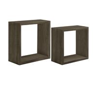 ÉTAGÈRES À MUR LOT DE 2 CUBES CHÊNE FONCÉ MOD. Q-BIS MAXI
