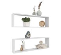 Lot de 2 étagères cubiques en bois blanc 100 x 15 x 30 cm - Étagères murales peu encombrantes pour salon, bureau et cuisine - Solution de rangement stable pour livres, décoration, etc