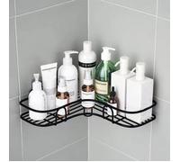 Lot de 2 étagères d'angle douche sans perçage, porte-savon inox salle de bain + 8 stickers (Noir) Label