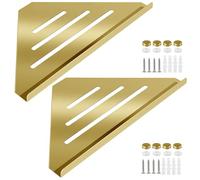 Lot de 2 étagères d'angle en acier inoxydable 304 avec vis, étagère de douche triangulaire, porte-savon mural pour salle de bain, cuisine (or poli)