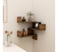 Lot de 2 étagères d'angle grises - 40 x 40 x 50 cm - En bois d'ingénierie - Économie d'espace - Rangement mural élégant et décoratif pour la maison