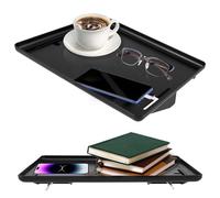 Lot de 2 étagères de chevet - Table de lit clipsable en plastique - Plateau de chevet peu encombrant avec passe-câbles - Table de chevet peu encombrante pour lits surélevés - Organiseur indispensable