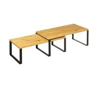 Lot de 2 étagères de cuisine Nera en bambou et métal Beige