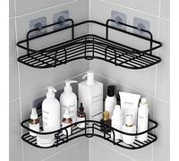 Lot de 2 étagères de douche autocollantes sans perçage noir Vendos85