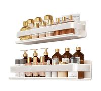 Lot de 2 étagères de douche en acier inoxydable blanc 30/40 x 10 x 6 cm à fixation murale durable pour articles de toilette et accessoires