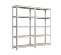 Lot de 2 Étagères de rangement à 4 Niveaux, 40 x 80 x 160 cm, Capacité 520 Kg, Planches Réglables, Style Industriel, pour cuisine, Salon, Argent Argenté