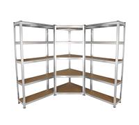 Lot de 2 Etagères de Rangement de 90cm & 1 Etagère d’Angle Galwix, Ensemble de Rayonnages de Garage Fini Acier Galvanisé