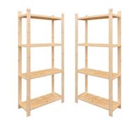 Lot de 2 étagères de rangement en bois 33x89x178 cm - rayonnages à 4 niveaux pour hangar, garage - rack pour hangar atelier-