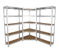 Lot de 2 Etagères de Rangement de 90cm & 1 Etagère d'Angle Galwix Argent G