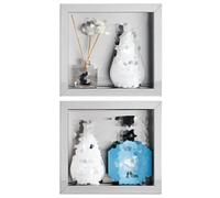 Lot de 2 étagères de rangement murales en acier inoxydable 304 pour salle de bain - Cloison décorative en métal pour hôtel et maison - Argenté - 22 x 24 x 8 cm