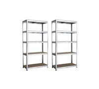 Lot de 2 étagères de rayonnage modulables en métal, 5 étages, 175kg/par étagère