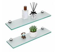 Lot de 2 étagères de salle de bain en verre trempé mat 8 mm 20 x 10 cm