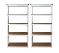 Lot de 2 Etagères E-RAX Blanches 90 x 40 x 180cm en Acier Galvanisé 5 Niveaux Capacité TOTALE de 1000KG - 100 % Sans Boulons