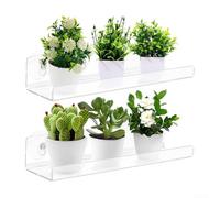 Lot de 2 étagères en acrylique pour plantes de 30,5 cm avec ventouses, rallonge de rebord de fenêtre peu encombrante pour herbes aromatiques
