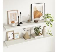 Lot de 2 étagères flottantes de 122 cm, étagères murales rustiques de 23 cm de profondeur, étagère de rangement murale extra profonde et plus épaisse pour cuisine, ferme, blanc rustique