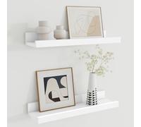 Lot de 2 étagères flottantes de 40 cm, étagère murale en bois blanc avec rebord pour rangement de jouets, étagère murale en bois pour salon, chambre à coucher, études, décoration, livres, cadres photo