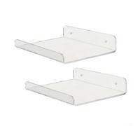 Lot de 2 étagères flottantes en acrylique transparent avec rebord - 15 x 20 x 3 cm (L x l x H) - Pour salle de bain, cuisine, bureau