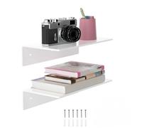 Lot de 2 étagères flottantes en acrylique transparent - Convient pour la maison comme l'affichage de figurines telles que des vis et un tournevis (blanc)