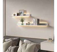 Lot de 2 étagères flottantes en métal avec lumières LED pour salon, cuisine et salle de bain