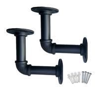 Lot de 2 étagères flottantes murales vintage à angle droit pour tuyau d'eau, support d'étagère murale à 90 degrés, support flottant en métal industriel, 2 pièces (noir, 12 x 12 cm)