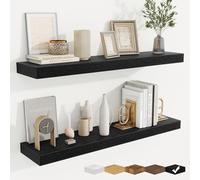 Lot de 2 étagères flottantes pour mur, étagère de salle de bain pour rangement, étagères avec support invisible pour chambre à coucher, cuisine, salon, ferme, petite étagère à livres, 91,4 cm, noir