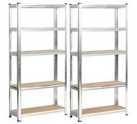 Lot de 2 étagères modulables 70 cm acier galvanisé charge maximale 875kg - L70xP30xH154 cm