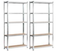 Lot de 2 étagères modulables 90 cm acier galvanisé charge maximale 875kg - L90xP30xH180 cm