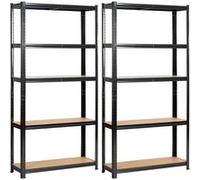 Lot de 2 étagères modulables 90 cm acier noirci charge maximale 875kg - L90xP30xH180 cm Noir