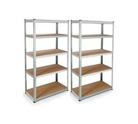 IDMarket Étagères modulables en métal 10 plateaux charges lourdes – Lot de 2
