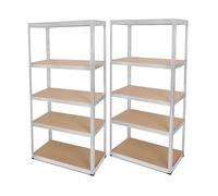 Lot de 2 étagères modulables charges lourdes en métal 5 plateaux - 875 Kg - Montage facile systeme de clip et croisillons