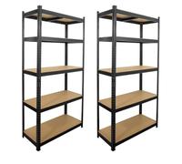 Lot de 2 étagères modulables charges lourdes noire - métal - 5 plateaux - 875 Kg - 180 x 90 x 40cm - rangement garage atelier