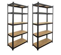 Lot de 2 étagères modulables charges lourdes noire - métal - 5 plateaux - 875 Kg - 180 x 90 x 40cm - rangement garage atelier