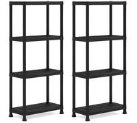 Lot de 2 étagères modulables KETER - Noir - 60 x 30 x 135 cm - 4 tablettes résistantes à l'humidité