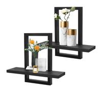 Lot de 2 Étagères Murales Carrées Flottantes en Bois, Tagères en Bois à Suspendre pour la Décoration Wall-Mounted, Étagères Flottantes, Rangement pour Chambre, Bureau, Salon et Cuisine