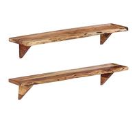 Lot de 2 étagères murales en bois d'acacia - 60 x 20 x 18 cm - Meuble de rangement durable pour cuisine, salle de bain, salon - Présentoir décoratif élégant et fonctionnel