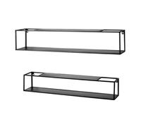 Lot de 2 étagères murales en tube d'acier laqué noir