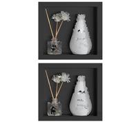 Lot de 2 étagères murales encastrables en acier inoxydable 304 pour salle de bain et hôtel Finition noire 22 x 24 x 8 cm