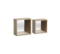 2 étagères murales ""Fixy"" effet chêne cube miroir - 5 five simply smart