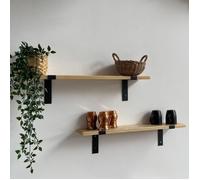 Lot de 2 étagères murales Løgstør 75 x 14 x 14 cm pin naturel