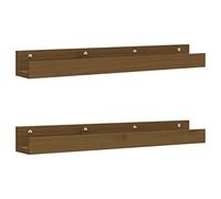 Lot de 2 étagères murales - Marron miel - 80 x 12 x 9 cm - En pin massif - Moderne - Avec grain droit - Design rustique - Beaucoup d'espace de rangement pour livres - Décoration dans le salon, le