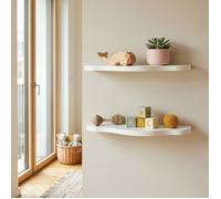 [en.casa] Lot de 2 Étagères Murales pour Enfant Sirlstalo Forme Onduléee Arrondie Ensemble de 2 Meubles de Rangement Suspendu pour Chambre Salon Entrée Coin Jeux 57 x 19 x 3 cm Blanc