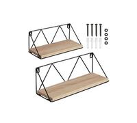 ETAGERE MURALE - TECTAKE - Lot de 2 étagères murales ROCKPORT en Bois et acier Style industriel - Bois Clair