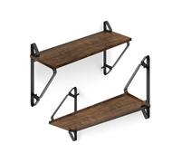 ETAGERE MURALE - TECTAKE - Lot de 2 étagères murales IRVINE en Bois et acier Style industriel - Bois Foncé