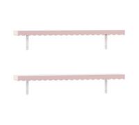 [en.casa] Ensemble de 2 Étagères Murales avec Bord Ondulé Décoratif Lot de 2 Meubles de Rangement Suspendus pour Livres Jouets MDF 80 x 17 x 4 cm Rose Barbe à Papa
