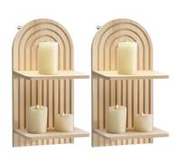 Lot de 2 étagères murales vintage en bois double couche pour plantes, salon, chambre à coucher