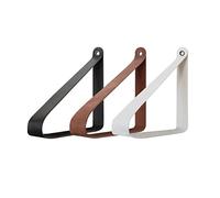 Lot de 2 étagères Natural Goods Berlin Marzahn en cuir végétalien, support mural, sangle en cuir PU, support d'étagère (noir, 410 mm)