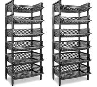 Lot de 2 Étagères paniers 6 niveaux ARTECSIS - 120x50x40cm(HxlxP) Anthracite, Charge max 10Kg/cagette - Etagère rangement Legumier