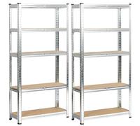 lot de 2 étagères pour charges lourdes Argent galvanisé 70 cm 10 étagères L70xH30xP154 cm