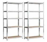 lot de 2 étagères pour charges lourdes Argent galvanisé 80 cm 10 étagères L80xH40xP180 cm